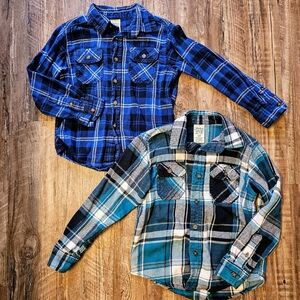 Size Small(6-7) Boy's Faded Glory Button-Up Plaid Flannel Long Sleeve Shirts